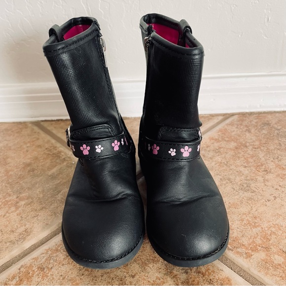 Nickelodeon Paw Patrol Black And Pink Boots With Hearts And Paw Prints Size 7 - Picture 2 of 9